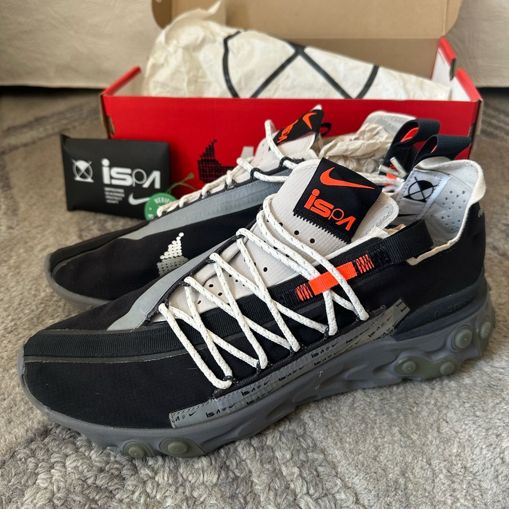 Nike ISPA React Black and Gray Men's Shoes